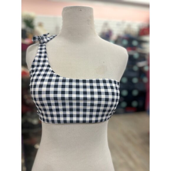 Shien Black and White Plaid One Shoulder Bikini in M - Picture 1 of 1
